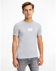 Серая футболка с маленьким логотипом на груди Calvin klein jeans
