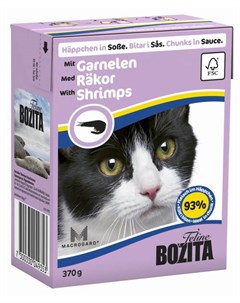 Влажный корм для кошек Feline Shimps Tetra Pak кусочки в соусе с креветками 0 37 кг Bozita