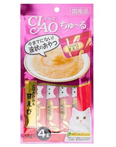 Лакомство для кошек Чао Чуру филе курицы и креветка пюре 0 056 кг Inaba