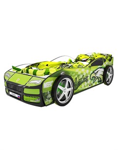 Кровать машина карлсон турбо гудзон с объемными колесами зеленый 85x48x178 см Magic cars