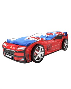 Кровать машина карлсон турбо с объемными колесами красный 85x48x178 см Magic cars