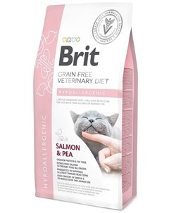 Сухой корм Veterinary Diet Cat Grain Free Hypoallergenic гипоаллергенный для кошек 2 кг Лосось и гор Brit*