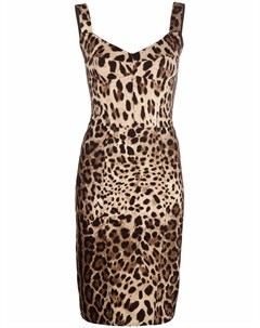 Платье без рукавов с леопардовым принтом Dolce&gabbana
