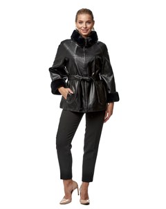 Женская кожаная куртка из эко кожи с воротником отделка искусственный мех Мосмеха