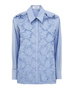 Удлиненная блуза из поплина с ажурной вышивкой Valentino