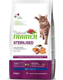 Сухой корм Natural Adult Sterilised для взрослых стерилизованных кошек 1 5 кг Лосось Trainer