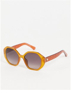 Круглые солнцезащитные очки в темно оранжевой оправе Kate spade