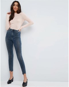 Темные джинсы скинни с асимметричным краем ridley Asos design