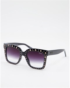 Черные солнцезащитные очки с оправой кошачий глаз и отделкой розовыми камнями Quay Quay eyewear australia