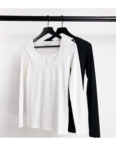 Набор из 2 футболок черного и белого цветов из смесового органического хлопка Mamalicious Maternity