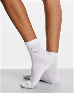 Белые носки до щиколотки со смайликом Asos design