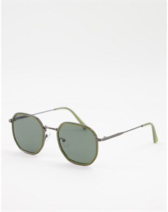 Круглые солнцезащитные очки в оливково зеленой оправе в стиле унисекс Aj morgan