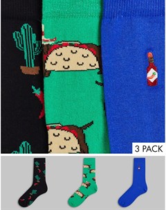 Набор из 3 пар носков с принтами в виде чили тако и такс Asos design