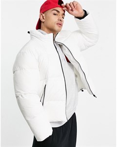 Укороченная стеганая дутая куртка белого цвета из переработанных материалов Topman