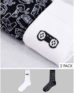 Набор из 2 пар спортивных носков с игровыми принтами Asos design
