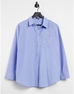 Голубая oversized рубашка в тонкую полоску Missguided