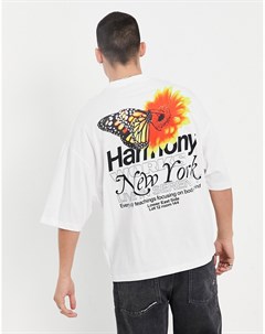 Белая oversized футболка с принтом бабочки спереди и сзади Asos design