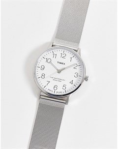 Серебристые часы с сетчатым ремешком Timex