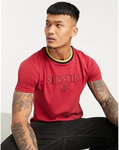 Красная спортивная футболка облегающего кроя с прямой линией низа и контрастной отделкой выреза Siksilk