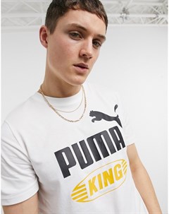 Белая футболка в стиле oversized с логотипом King Puma