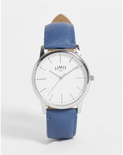 Мужские часы в стиле унисекс с синим ремешком из искусственной кожи и белым циферблатом Limit