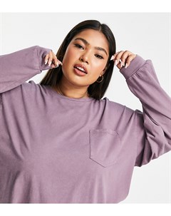 Фиолетовый выбеленный топ в стиле oversized с карманом ASOS DESIGN Curve Asos curve