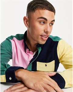 Разноцветная вельветовая рубашка классического кроя в стиле колор блок Polo ralph lauren