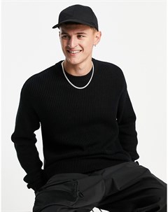 Черный oversized джемпер в рубчик Originals Jack & jones