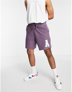 Фиолетовые свободные шорты с изнаночными петлями и аппликацией в виде логотипа ASOS Actual Asos design