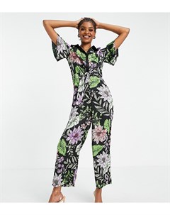 Комбинезон рубашка с тропическим цветочным принтом Liquorish tall