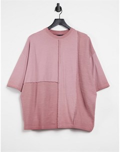 Розовая oversized футболка с фактурными вставками Asos design