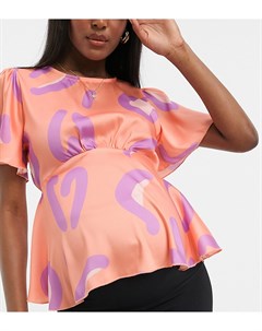 Коралловая блузка с расклешенными рукавами и звериным принтом Blume Studio Maternity Blume maternity
