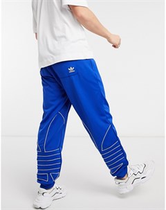 Синие спортивные джоггеры с контурным логотипом трилистником Adidas originals