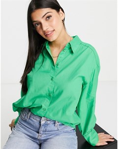 Ярко зеленая oversized рубашка из переработанного материала Monki