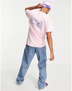 Розовая футболка с принтом Transport Services на спине Obey