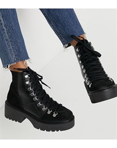 Черные кожаные походные ботинки премиум для широкой стопы Alison Asos design