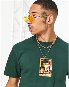 Зеленая футболка с принтом в виде коллажа Icon Face Obey