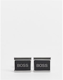 Черные запонки с логотипом Boss