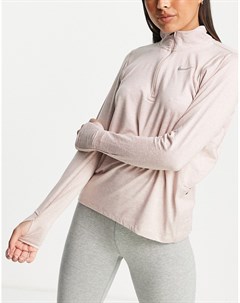 Розовый меланжевый топ с короткой молнией Element Dri FIT Nike running