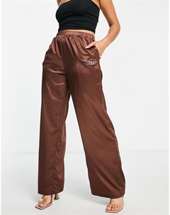 Шоколадно коричневые брюки из атласа с широкими штанинами от комплекта Criminal damage
