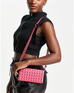 Светло розовая сумка кошелек с заклепками и ремешком цепочкой Pixie Carvela