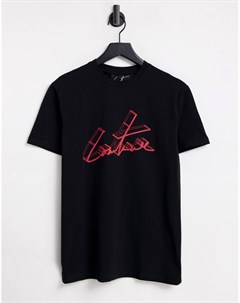 Черная узкая футболка с принтом подписью с 3D эффектом The couture club