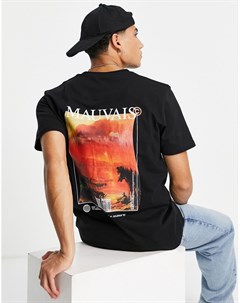 Черная футболка с пейзажным принтом на спине Mauvais