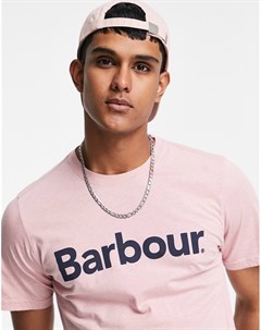 Светло розовая футболка с большим логотипом Ardfern Barbour