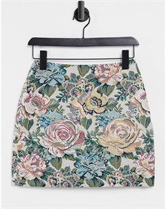 Разноцветная мини юбка с жаккардовым цветочным принтом из материала с добавлением органического хлоп & other stories