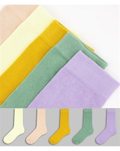 Набор из 5 пар носков до щиколотки пастельных цветов Asos design