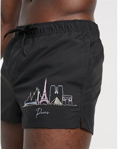 Короткие шорты для плавания с вышивкой Paris Asos design