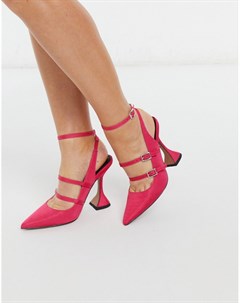 Розовые туфли на высоком каблуке с пряжками Parry Asos design