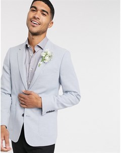 Синий приталенный пиджак с добавлением шерсти wedding Asos design
