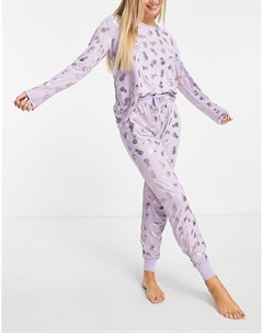 Сиреневая пижама с брюками и фольгированным принтом ананасов Chelsea peers